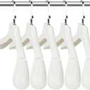 DEDU Suit Hangers for Men 10 Pack, Sweater Hangers No Shoulder Bump Non Slip Width 17.7", Plastic Clothes Hangers Ivory White with Metal Hook, 17.3" x 9.4" x 2"