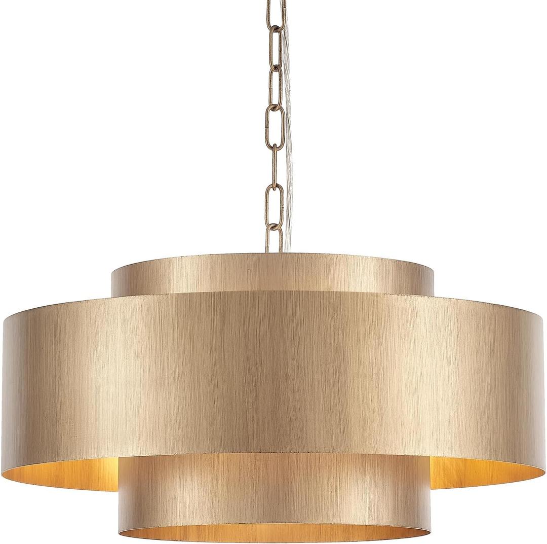 20 Brushed Brass Modern Chandelier Classic 3 Round Metal Pendant Light Contemporary Adjustable Industrial Pendant Light for Dining Room Kitchen Island Living Room Bedroom, UL Listed