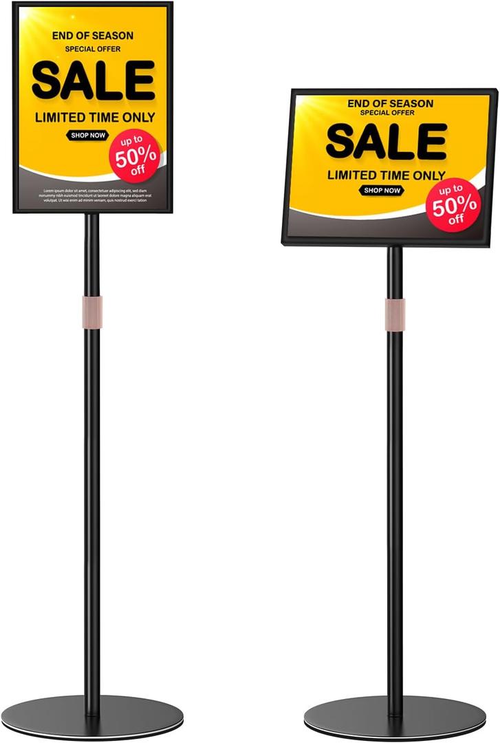 Sign Holder Stand 8.5x11 inch - Flip Open Pedestal Floor Standing Sign Holder, Adjustable Versatile Sign Stands for Display, Floor Sign Holder with Easy Replacement for Events and Promotions (1 PACK)