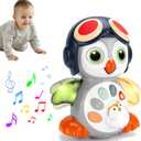 Penguin Crawling Toy for Babies 6-12 Months, Tummy Time 3-6 Months, Light Up Music Toy, Gifts for 3-18 Months Boys Girls, 1 Year Old Boy Girl Toys