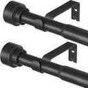 WIN4ALL 2 Pack Curtain Rods for Windows 28 to 48 inch, 5/8 Inch Decorative Curtain Rod Adjustable by Splicing (Matte Black,30"-60)