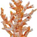 Beach Coastal Decor Coral Reef Home Decor Coral Statue Sculpture Home,Desk,Bathroom,Desktop Shelf Statue,Marine Themed Gifts (Golden Orange Coral)