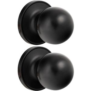 HOSOM 2 Pack Dummy Door Knob Matte Black Dummy Door Knob Single Side Closet Door Knob Set Keyless, Exterior/Interior Door Handle, Individual Non-Turning