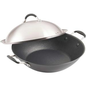 Circulon A1 Series w/ScratchDefense Nonstick Induction Wok with Lid, 14-Inch, Wok Pan with Lid, Graphite