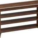 Shoe Bench Storage Rubberwood, Entryway Bench with 3-Tiers Height Adjustable, Shoe Rack Front Door Entrance Organizer for Hallway Living Room, Mudrooms, Walnut,39.4"