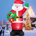 Danxilu 14FT Giant Christmas Inflatables Santa Claus with Wreath Built-in LED Lights, Blow Up Inflatable Christmas Decorations Outdoor for Yard Patio Garden Xmas Party Lawn Holiday Decor