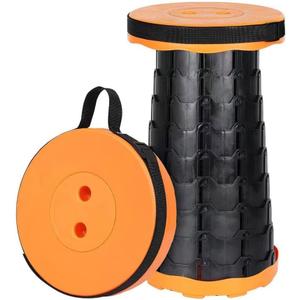Foldable Telescoping Stool Portable, Retractable Stool for Adults, Upgraded Collapsible Folding Seats with Load Capacity 550lbs, Camping Stools for Adults (Orange)