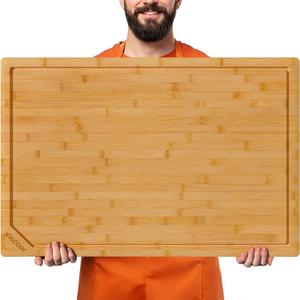 Kikcoin 3020 Bamboo Cutting Boards for Kitchen, Heavy Duty Wooden Cutting Boards, Healthy Extra Large Chopping Boards with Deep Juice Groove and Handle, Oversized Stove Top Cover, Natural