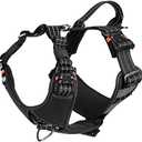 ICEFANG Dog Strap Harness with 4 x Metal Buckles,for Medium Sized Dog,K9 Vest,Y-Shape Chest,Adjustable Pet Harness,No-Pull Front Leash Clip (Medium (Pack of 1), Black)