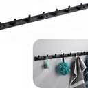 Wall Mounted Coat Racks with 8 Hooks Hanging Holder Towel Rack 29.7"x1.3" Modern Black Hanging for Clothes Entryway Bathroom (8 Hooks)