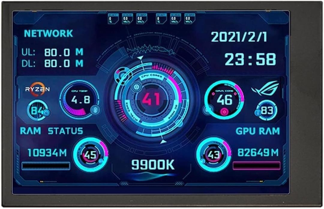 Flylin 3.5in IPS USB Mini Screen, CPU Hardware Temperature Monitor Type-C Sub Screen, AIDA64 PC Temperature Display Screen for Computer Case