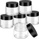 SATINIOR 6 Pack 12 oz Plastic Jars Containers with Lids Wide-mouth Refillable Leakproof Reusable Round Empty Jars for Travel Cosmetic Dry Food Spice Cookie Candy Home Kitchen Organizing(Black)