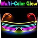 YouRfocus Led Light Up Glasses Shutter Shades Multi-Color, Glow in the Dark Neon Rave Glasses for Rave Party, EDM, Halloween Costumes (7 Colors)