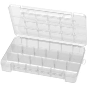Akro-Mils 05905 Plastic Portable Parts Storage Case for Hardware and Crafts with Hinged Lid and 5 Adjustable Dividers, (14-3/8-Inch x 9-1/2-Inch x 2-1/2-Inch), Large, Clear