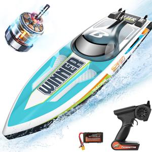 BEZGAR RC Boat, 18 Inch Big Brushless Remote Control for Kids and Adults, 65 KPH Large Fast Speed with 1800 mAh Battery, Ideal Waterproof Toy for Lakes TX127