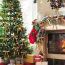 Joottuan Velvet Christmas Bow 5 x 7 inches Rustic Crafts Gift Bows Vintage Velvet Ribbon Wreath Bows for Christmas Tree Home Decor Indoor Outdoor Decoration (48, Khaki)