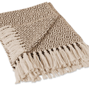 DII Rustic Farmhouse Double Diamond Woven Throw, 50x60, Stone