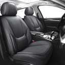 Chezope Car Seat Covers Full Set, Black Leather Seat Covers, Breathable Front and Back Car Seat Protectors, Wear-Resistant Seat Covers Universal Fit for Most Cars SUV Truck (Black-Solid, Full Set)