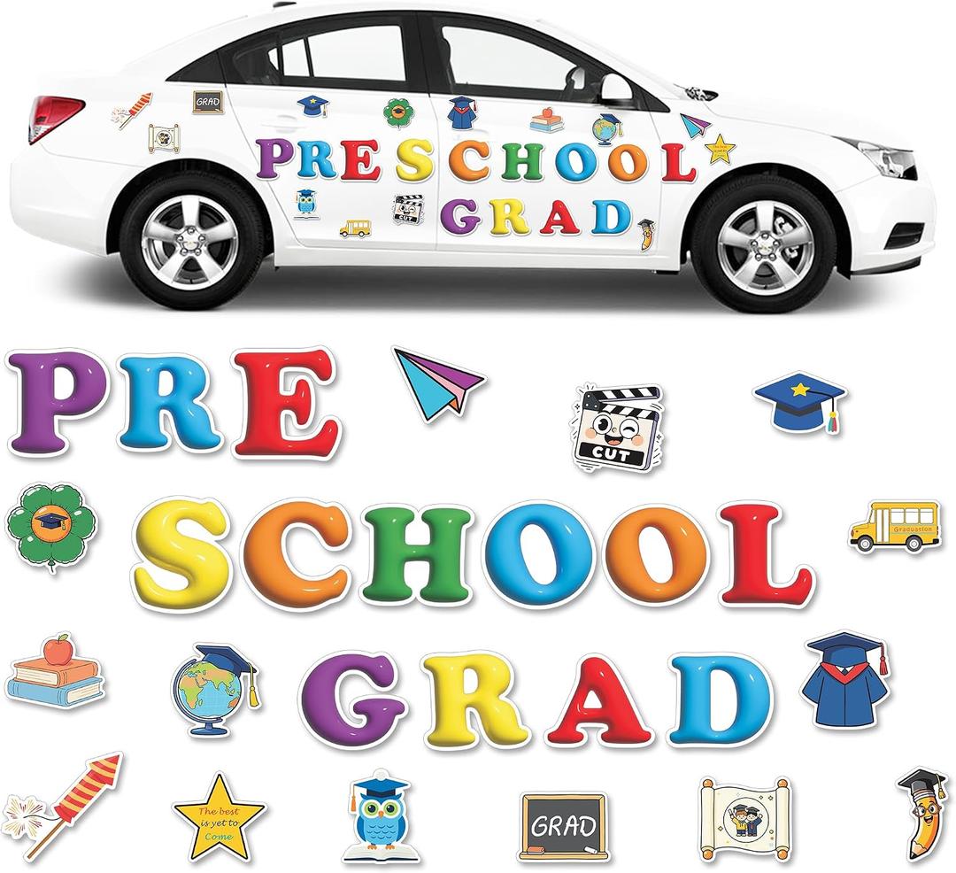 Graduation Car Magnet Decoration - 27Pcs Preschool Congrats Grad Magnetic Decor for Class of 2026 Graduate Classroom Fridge Refrigerator Bulletin Board Home Cruise Ship Party