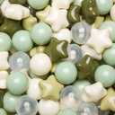 TRENDPLAY Star Ball Pit Balls 50 100 200 500 for Toddlers - Ball Pit Ball Shapes for Boys Girls Fun, Birthday Party, Christmas Decoration (Creamy Green)
