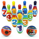 iPlay, iLearn Kids Bowling Toys Set, Toddler Indoor Outdoor Activity Play Game, Soft 10 Foam Pins & Two Balls Playset, Educational, Birthday Party Gift for 18 24 Months, 2 3 Year Old Children Boy Girl