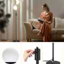 Lightdot 60IN Dimmable Black Floor Lamp Mid Century Standing Lamps with 3Pcs Warm White Bulbs Included Brightness Adjustable Modern Tall Lamp with 5Lbs Heavy Base for Bedroom/Sofa Beside/Corner Decor