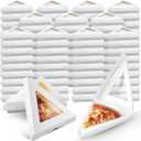 100 Pack Pizza Slice Boxes Bulk, Suits for 12 Inches Reusable Pizza Slice Storage Containers with Windows Wedge Paperboard Plate Food Boxes for Food Cake Tray Slices Storage