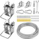 FZENeast Shade Sail Hardware Kit Include Winches & Wire Rope,Anti-Rust Stainless Steel Sun Shade Hardware Kit for Rectangle Square Triangle Shade Sail Installation(75 PCS)