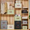 2 x 2 Pack Storage Bins with Zipper Lid Cotton Linen Fabric Lidded Storage Baskets Boxes Foldable Washable Closet Shelf Clothes Organizer Container with PU Leather Handles (Gray, Small Size)