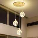 Gold Pendant Light Dimmable LED 3-Light Modern Pendant Light Kitchen Island Dining Room Bar, 3-Lights, Gold