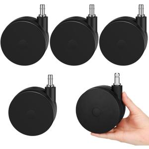 CroBlissful 5 Pcs 4'' Extra Large Chair Wheels for Carpet Heavy Duty Office Twin Chair Casters Replacement 7/16 x 7/8 Grip Ring for Furniture Hardwood Floor Computer Desk Safe Rotating Wheels(Black)