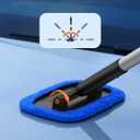 AstroAI Windshield Cleaner Tool, Microfiber Car Window Cleaner with 4 Reusable and Washable Microfiber Pads and Extendable Handle Auto Inside Glass Wiper Kit, Blue