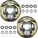RV Murts 1 Pair 10" x 2-1/4" Self Adjusting Electric Trailer Brake Assembly for 2300-3500 lbs Trailer Axle with Nuts&Washers, RV Spindle Brake Kit with 4 Holes for Trailer Parts Replacement.