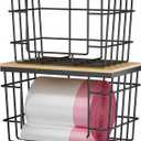 2 Pack Trash Bag Holder, Extra Large Garbage Bag Dispenser with Bamboo Top, Wall Mounted Stackable Trashbag Storage for Kitchen Laundry Room Under Sink Organization