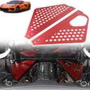 Engine Bay Panel Cover Trim Compatible with Chevrolet Corvette C8 Stingray 2020-2025 Aluminum Alloy 2PCS Engine Compartment Left Right Protection Leakproof Cover Trim Accessories (Red-Style C)