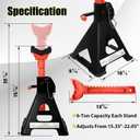 YATOINTO Upgraded Jack Stands 6 Ton (13,200 LBs) with 2 Crossbars and Double Pin Locking,Car Jack Stands 15.35"-22.05" Adjustable with Rubber Pads for Trucks,Home,Garage, SUV,Car,UTV/ATV,1 Pair