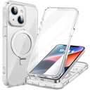 RIASOLIN for iPhone 14 Plus Case with Invisible Magnetic Stand, Compatible with Mag-Safe Translucent Matte with Built-in Screen Protector, Shockproof Protective Phone Case for Women Men, Pink