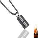 Vintage Trench Necklace Lighters - Men's Soft Flame Cool Small Lighters, Wilderness Survival (No Gas) (Silver)