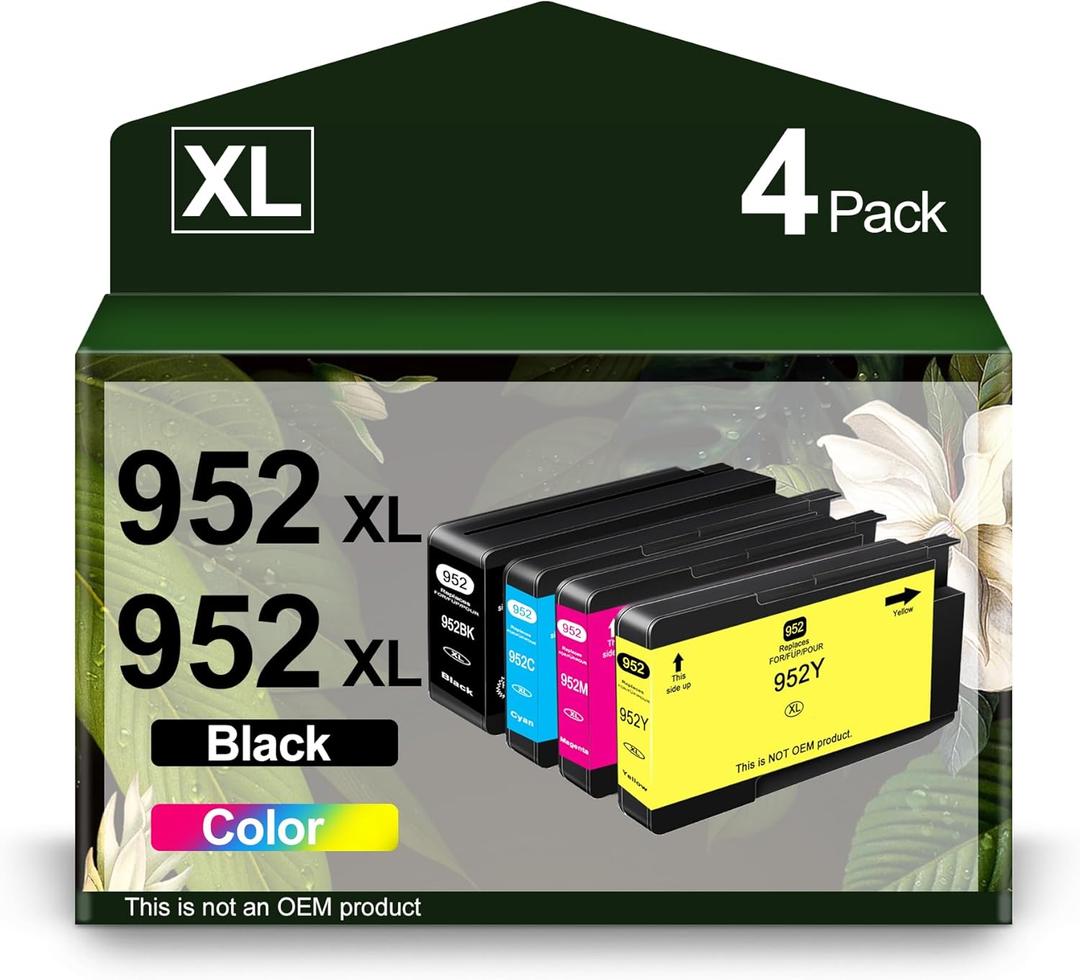 952XL Ink Cartridges Replacement for HP 952 XL 952 Work for OfficeJet Pro 8710 7740 8715 8720 8740 8702 8725 8210 7720 8730 8216 8700 Printer (Black, Cyan, Magenta, Yellow)