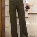 PRETTYGARDEN Women's Dressy Casual Dress Pants 2025 Fall Straight Leg High Elastic Waisted Stretch Trouser Slacks (Army Green, Small)