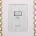 8 x 10'' Heavy-Duty Zinc Alloy Gold Photo Frames with Acid Free Mat for 5x7'',Wave Design Gold Picture Frame 8x10'' with Black Velvet Back