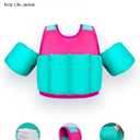 AEOCOO Toddler Swim Vest 20-30-50-70 Pounds, Kids Pool Floaties for 1-2-3-5-7-9 Years Old, Comfortable Wear Bright Float Jacket with Water Ring, Unpadded Sides for Arm Comfort, Boys, Girls, Pink, PINK, S (Chest Size up to 23.62IN, 20-30lb)