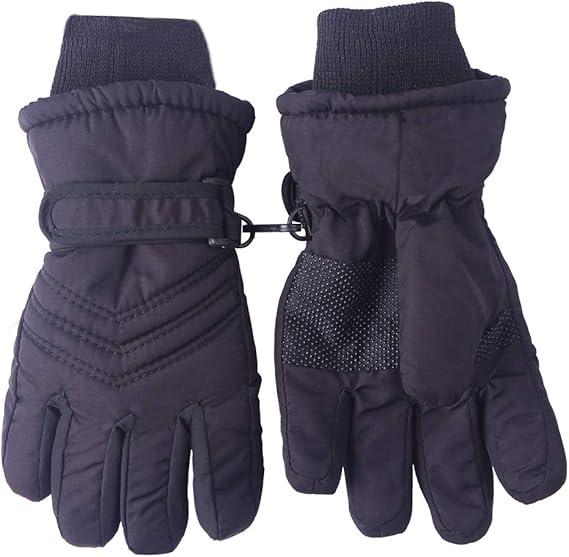 kimmyku Waterproof Snow Ski Driving Winter Gloves for Toddler Children Kids boy Girls Black Color 3-4-5-6-7-8 Years