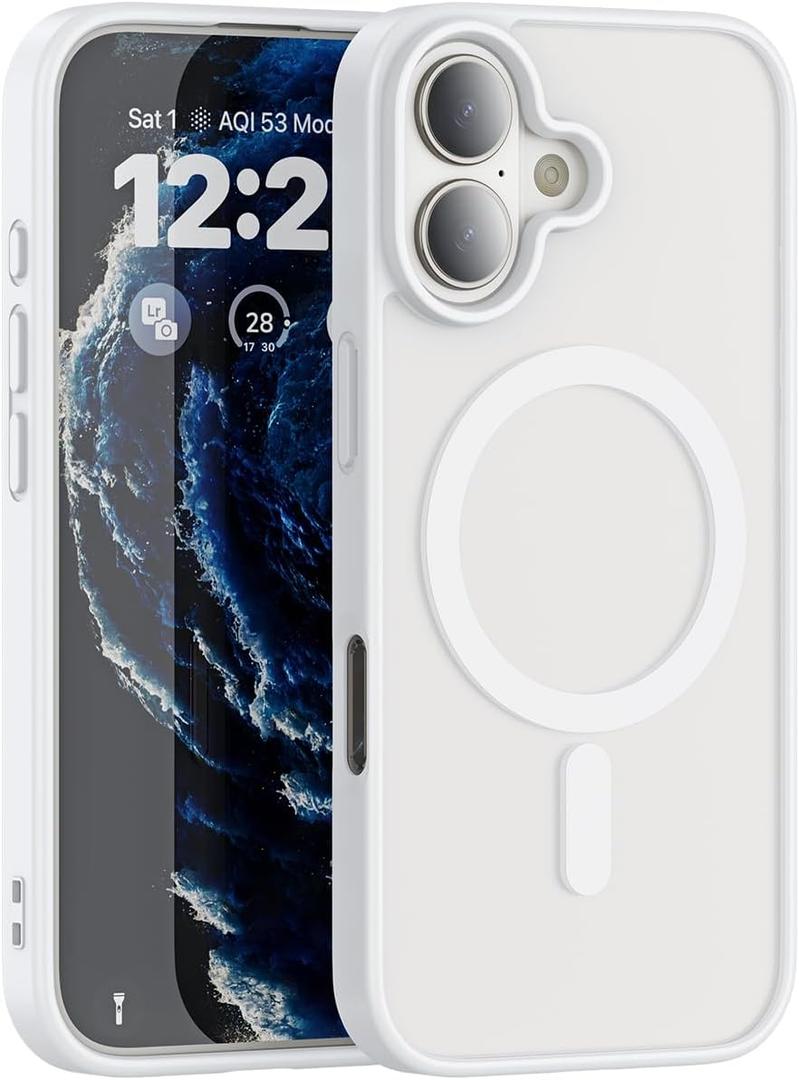 2 x Compatible with Magnetic Matte Clear Case for Phone 17Tough Drop-Resistant Design, Anti-Yellow, Shockproof, Slim Transparent Cover (White)