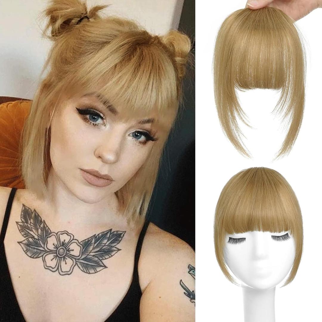 NAYOO Clip in Bangs, 100% Real Human Hair Ash Blonde