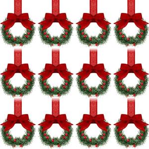 Amazon.com: Retrowavy 12 Pcs Christmas Kitchen Cabinet Wreaths with Ribbon 3.94 Inch Mini Christmas Wreath Small Kitchen Xmas Decor for Window Door(Red,Classic Style) : Home & Kitchen