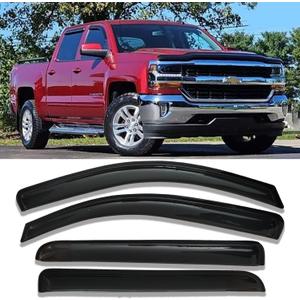 Side Car Window Visors Window Vent Shade Wind Deflectors Sun Rain Guards Compatible with 2014-2018 Chevrolet Silverado 1500 2500HD & GMC Sierra 1500 2500HD 3500HD Crew Cab for Driver Passenger