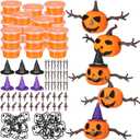Shappy 78 Pack Halloween DIY Craft Build Pumpkin Craft Kit Halloween Decoration Air Dry Modeling Clay for Winter Party DIY Gift Indoor Outdoor Holiday Decor (Orange)