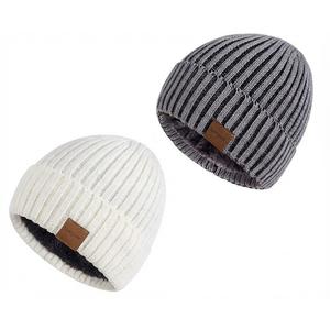 Nertpow Mens Beanie Hats 2 Pack, Winter Hats for Men Women Warm Thermal Fleece Lined, Thick Knit Fashion Skull Cap for Guys