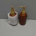 Natheeph 14OZ Ceramic Soap Dispenser Ceramic Soap Pump Dispenser Can Fill Liquid for Bathroom/Kitchen (2PC Brown)